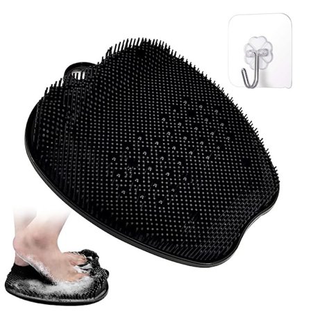1 st (svart) Stor duschfotborste, duschfotskrubb - rengör, exfolierar, masserar dina fötter utan att böja dig, fotcirkulation och lindrar smärta