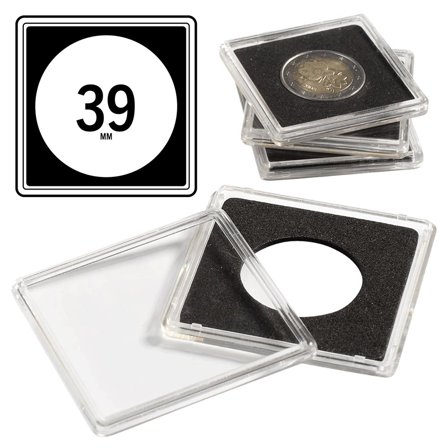 QUADRUM firkantede møntkapsler til mønt Ø 39 mm - 100 stk. - Leuchtturm