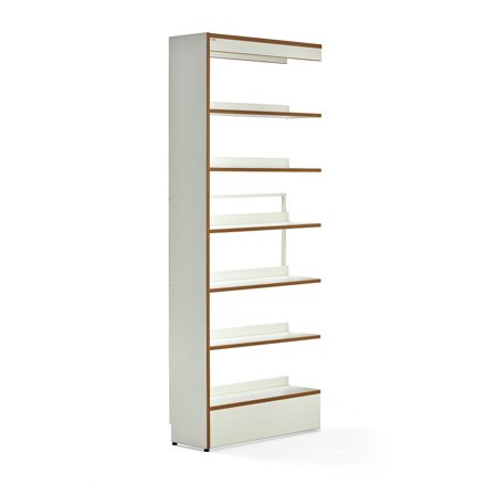 Bibliotheksregal STORY, anbaubar, einseitig, 2240x898x305 mm, 6 Fachböden, weiß