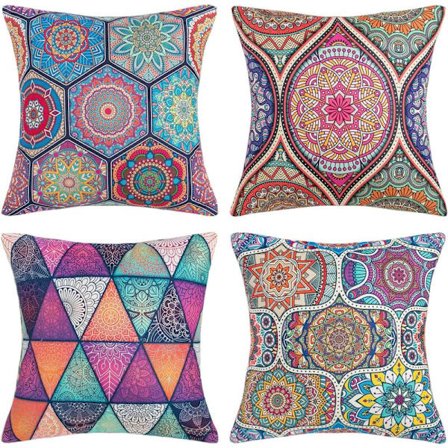 Putetrekk 40x40cm Bohemian Mandala Blomster og Etnisk Stil Putetrekk Bomull Lin Dekorativ Kvadratisk Putetrekk for Sofa Hjem Stue Pil