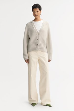 Soft Goat - V-neck cardigan - Women cashmere sweater - M - Chalk