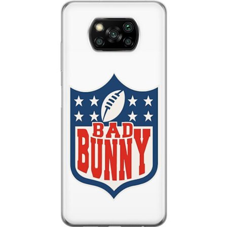 Kompatibelt Mobildeksel til Xiaomi Poco X3 NFC Bad Bunny rød grafisk plakat med portrett og typografi i latinamerikansk popdesign