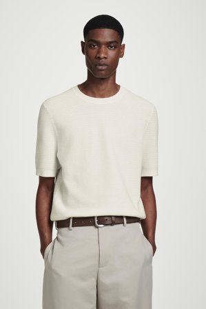 COS Men's Textured Knitted Cotton T-Shirt in White