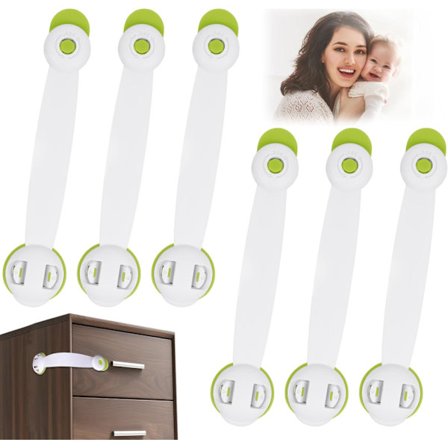 Barnesikkerhetslås, babysikkerhetslås, skapsikkerhet med 3M-lim, for skap, kjøleskap og skuffer, boring eller verktøy