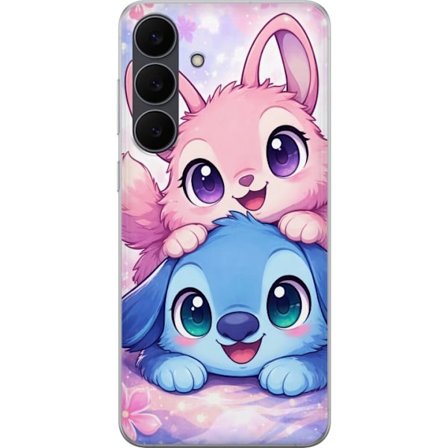 Kompatibel Mobilcover til Samsung Samsung Galaxy S25 FE Sød kawaii illustration med pink og blå fantasidyr, store øjne og bløde farver perfekt til