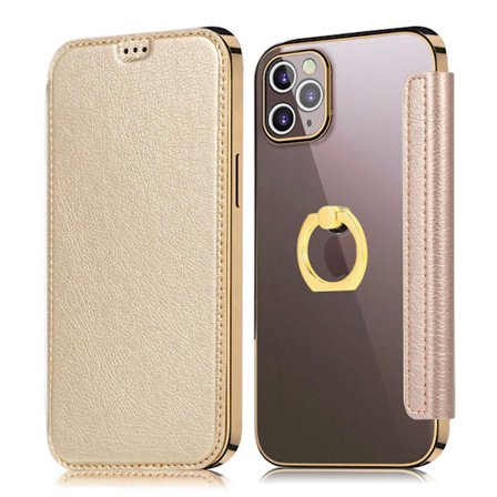 Skal för Samsung NOTE20ultra guld Ring elektroplätering transparent kortläder