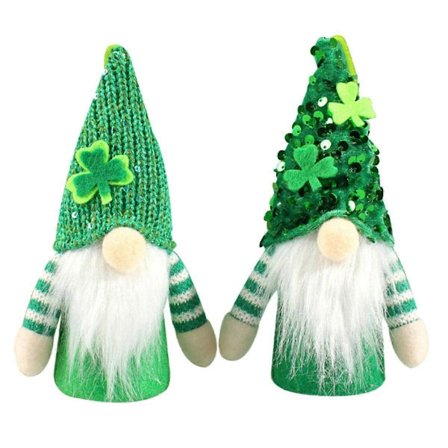 St 'S Day Elf Plyschdekorationer - 2-pack Gröna Ansiktslösa Äldre Tomtar Hängande Ornament Irländsk Festivaldocka