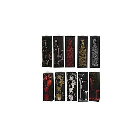 Sæt med 8 gaveposer til flasker - L 27 x B 12 x H 38 cm - Forskellige farver