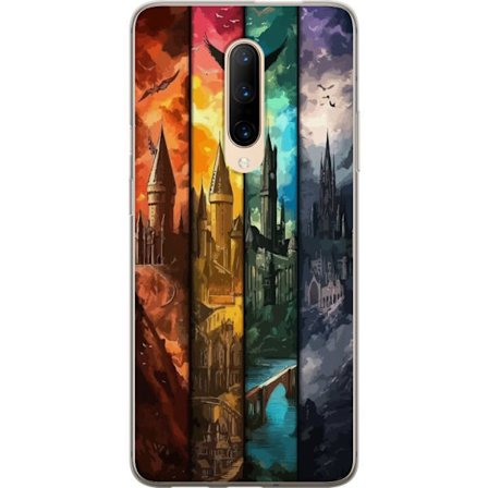 Kompatibel Mobilcover til OnePlus OnePlus 7 Pro Fire magiske slotte i forskellige elementfarver, episk fantasykunst med ild vand luft og mørke i deta