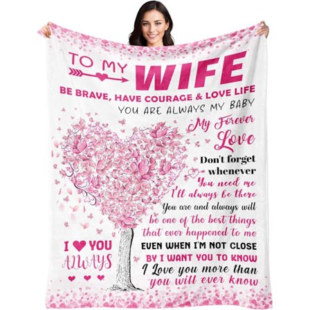 Bröllopsdagspresenter - Födelsedagspresenter från make till fru - Romantiska Alla hjärtans dag "Jag älskar dig"-presenter - Filt till fru (127 cm x 