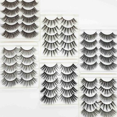 5-par falske øjenvipper - 3D faux mink (G-51)