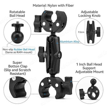 DB Motorsykkel Sykkel Dobbel Klemme Brakett For Insta360 One X2 X3 X4 GoPro 12 11 10 SJCAM Selfie Stick Monopod Feste Styre Stand