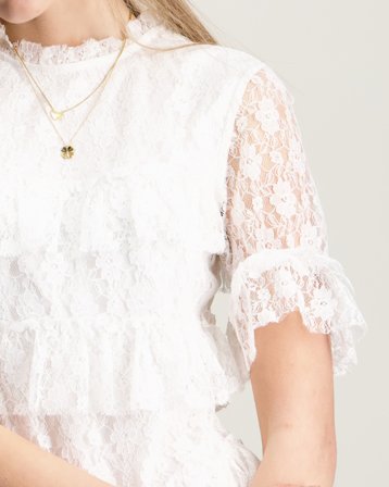 Gina Tricot Young 14+ 14+ frill lace top Hvit Topper/Bluser Jente - Kids Brand Store