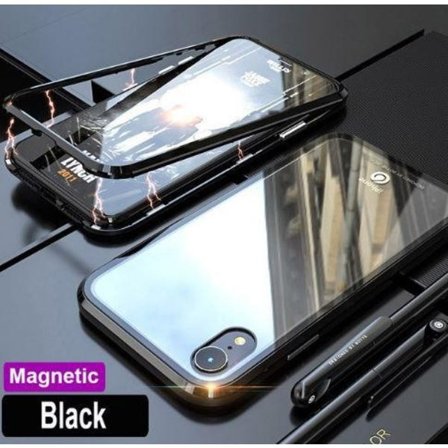 Magnetisk Aluminiummetall med glas för iphone 7/8 röd