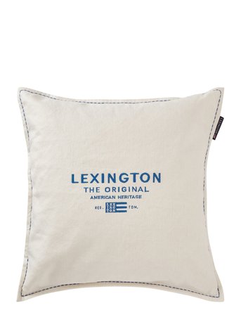 Logo Embroidered Linen/Cotton Pillow Cover Cream Lexington Home