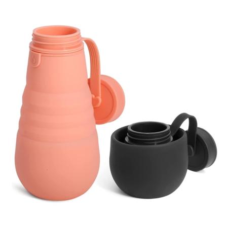 Find en ny kreativ foldekop i silikone 500 ml udendørs rejsesportsflaske med grænseoverskridende varm kop med logo (pink)