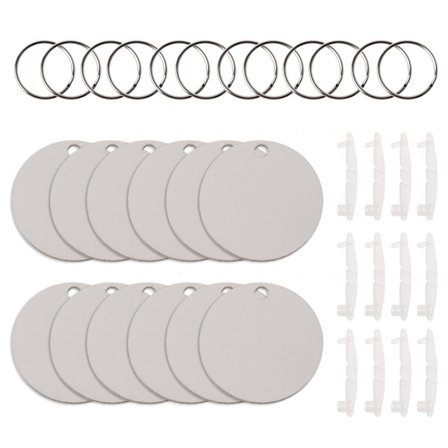 12X dubbelutskrivbar vit tom MDF för nyckelring värmeöverföring sublimering trä blank skiva för DIY för nyckelringar Ke