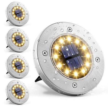 Aurinkokäyttöiset maavalaisimet 12 LED 4 kpl ulkovalkoiset aurinkokäytävät valot maahan vedenpitävät puutarhaan, nurmikolle, terassille, pihalle, 