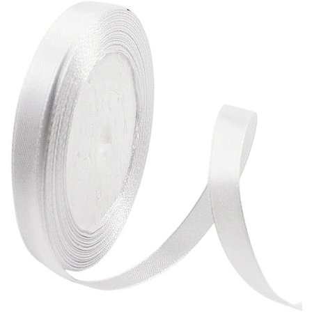 Vitt Satängband 10mm X 22m, Presentband, Syband, Silkesatäng
