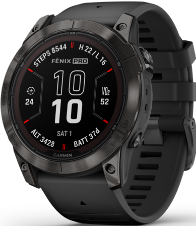 Garmin Fenix 7X Pro Sapphire Solar Carbon Grey DLC Titanium with Black Band