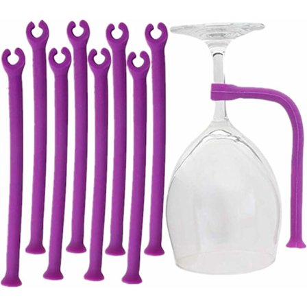 Silikone Vinglasholdere til Opvaskemaskine - Sæt med 8 Lilla - Sikker til Marasmiusglas - Køkkenredskaber