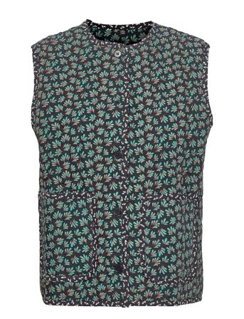 Molly Block Print Vest Blue Wood Wood