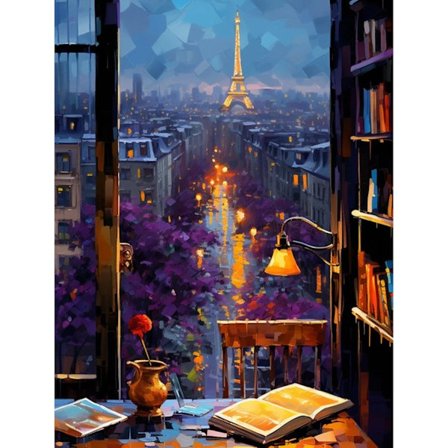 Eiffeltornet Diamantmålningskit: 5D Rund Drill, Parisvy, DIY Konst för Heminredning