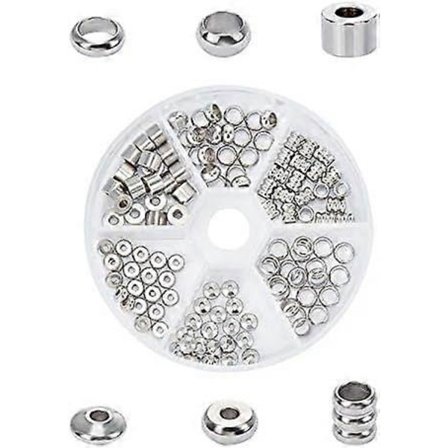 120 kpl 6 kokoa Välihelmet Ruostumaton teräs Löysät helmet 4,5/5/6 mm Pylväs & Rondelle & Rengas & Litteä pyöreä välihelmi DIY-korujen valmistukseen 