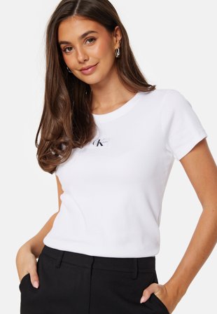 Calvin Klein Jeans Wowen Label Rib Slim Tee YAF Bright White Klær