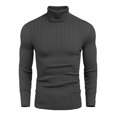 Herrar Tröja med Mocka Hals, Långärmad Kabel Stickad Tröja