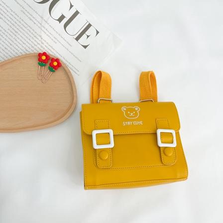 Barn Barn ryggsäck Toddler skolväska Mode brittisk stil Vintage Pu utskrift Yellow