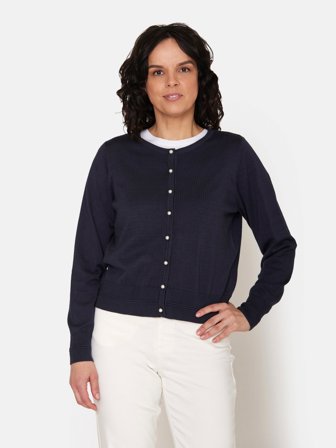 JENSEN - Cardigan - Navy - Perleknapper