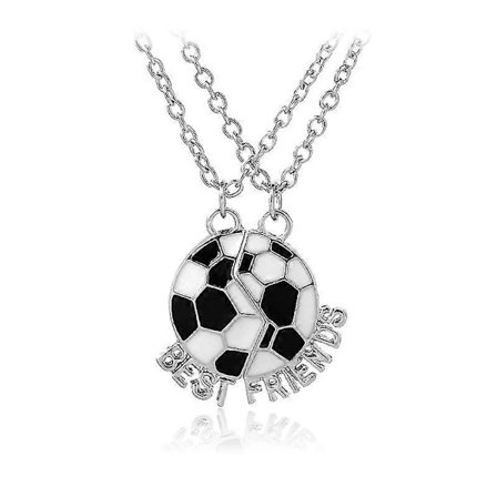 Halskæde til bedste veninder med fodbold i sølv