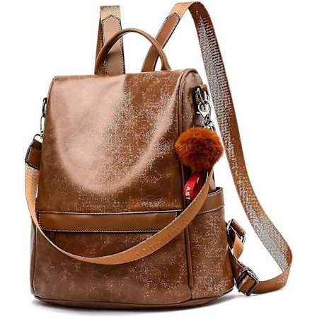 Dam Ryggsäck Handväska PU Läder Stöldskydd Vardaglig Axelväska Mode Dam Satchel Väskor