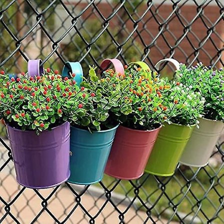 10 stk. Flerfargede Jern Hengeblomsterpotter Plante Patio Planter
