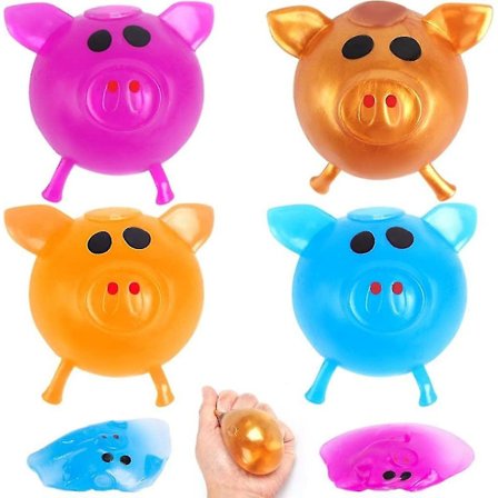 4 st Stressbollar Splat Pig Jello Pigs Squeeze Frukter Boll Antistress Pig Splat Boll Stress Relief Pig Vattenboll Venting Sticky Pig