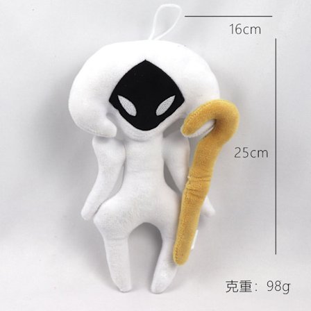 Hollow Knight Plyslegetøjsdukke - Blød Plys Ridderdukke fra Hollow Knight-spillet, Ideel til gavegivning Brainrot *Sort-ansigtet hvidt monster 25 cm*