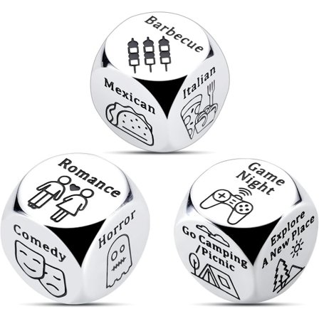 Avgjørelsesterninger, Juleterninger, 3-delt Jubileumsdatekveld-gave til par, Matterninger til ham/henne, Gaver til par, Hvit, 1,6 x 1,6 cm