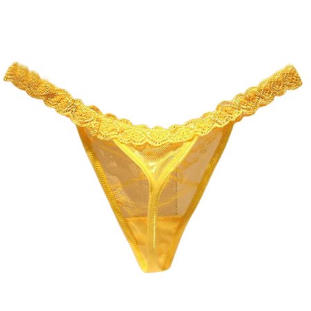 Naisten pitsiset G-string stringit Ei näkyviä bikinit pikkuhousut Alusvaatteet Matala vyötärö Stringit T-back alusvaatteet Keltainen XL