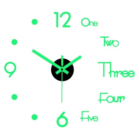 Moderne 3D Lysende Vægurklistermærker DIY Lydløs Dekorativt Ur