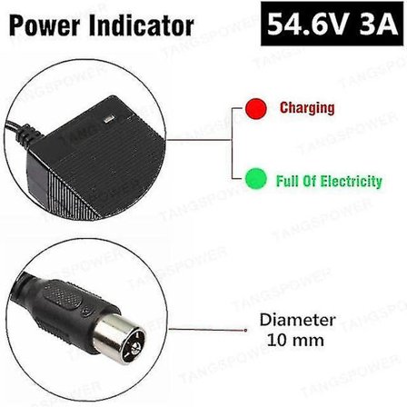 54,6v 3a litiumbatteriladdare Elcykelladdare Kompatibel 13s 48v Li-ion batteriladdare-b
