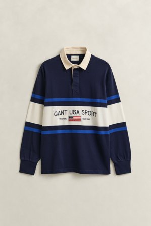GANT Herren Gestreiftes Rugger (XXL) Marineblau