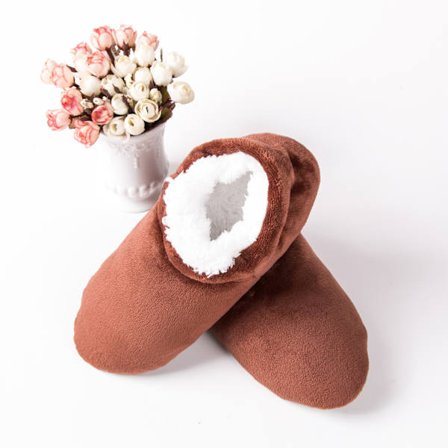 Brune, Herres tøfler Sokker Vinter Varme Fuzzy Fôret Anti-Skli Myke R