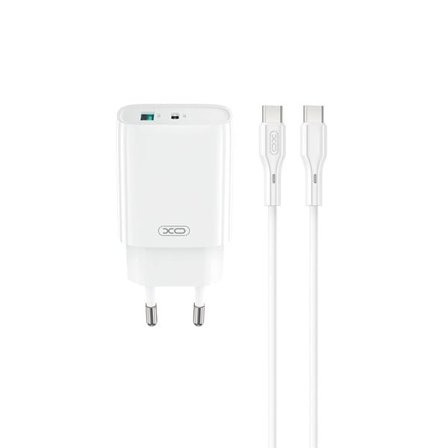 XO CE29 väggladdare 20W PD/QC med USB-C & USB-A + kabel