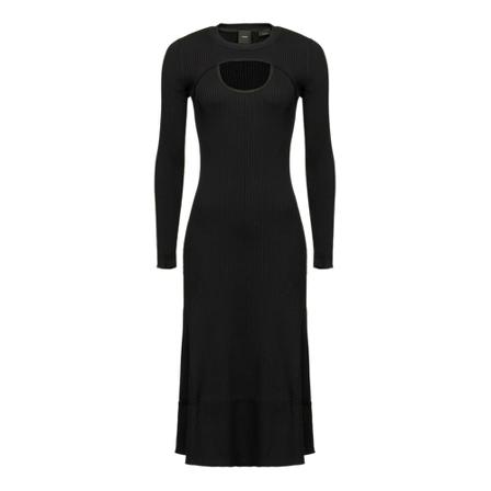 Pinko Manresa Crepe ribbed Kjole Sort, Dame