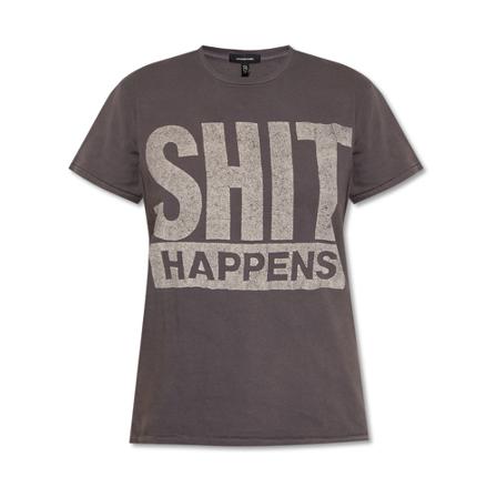 R13 Printed T-shirt , Grijs , Dames , Maat: S