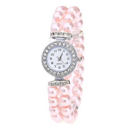 Kristallklocka, Kvinna Pärlsträng Rem, Kvarts Armband, Modeller Kvinna Klocka (FMY)