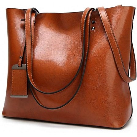 Bløde læderhåndtasker til kvinder, stor kapacitet, retro vintage tophåndtag, afslappet tote skuldertaske Brun