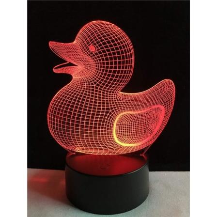 Sød lille gul and lys 3D USB LED stemningslys natlys flerfarvet skiftende bord babygave