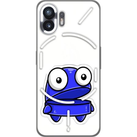 Kompatibel Mobilcover til Nothing Nothing Phone (2) Blå tegneseriefigur med åbent udtryk og store øjne i sjov illustration